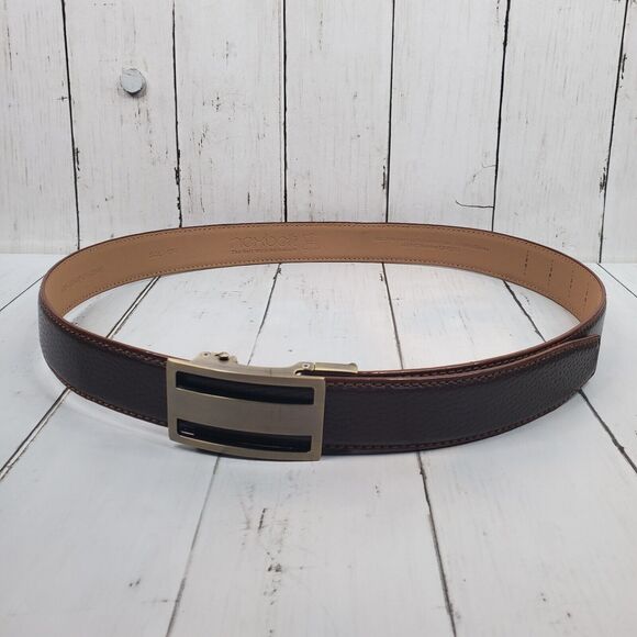 Nexbelt Men's Leather No Hole Ratchet Belt Size 25-37 Customizable Dark Brown - Picture 1 of 16